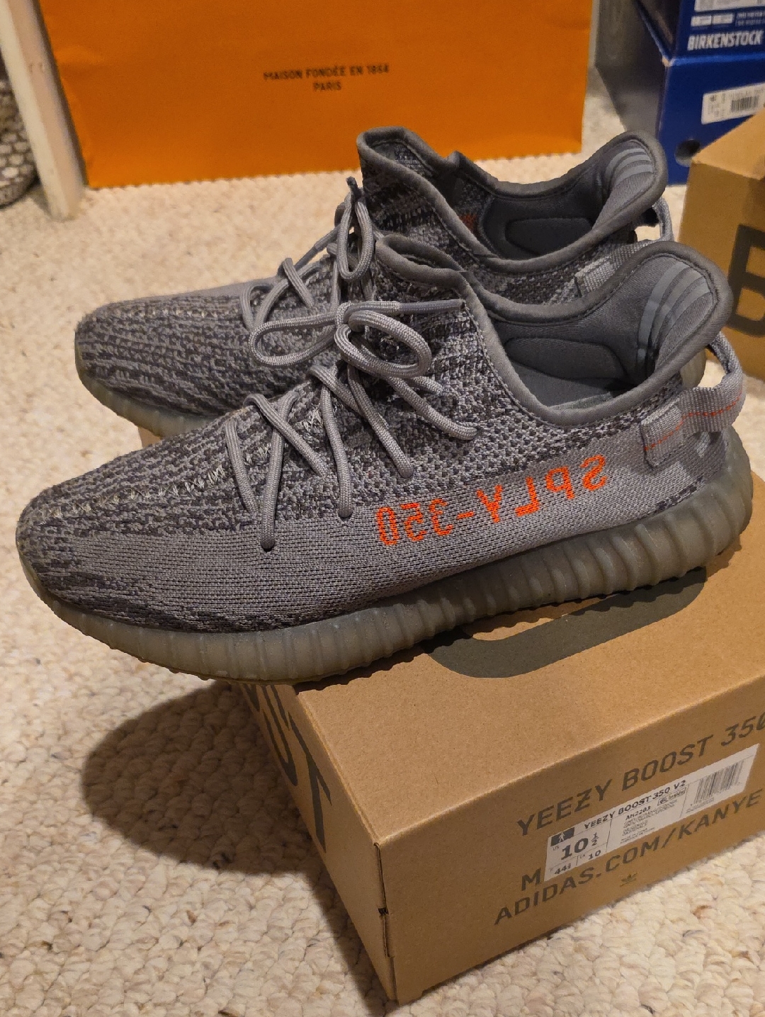 Adidas Yeezy Boost 350 V2 Grey With Orange Text